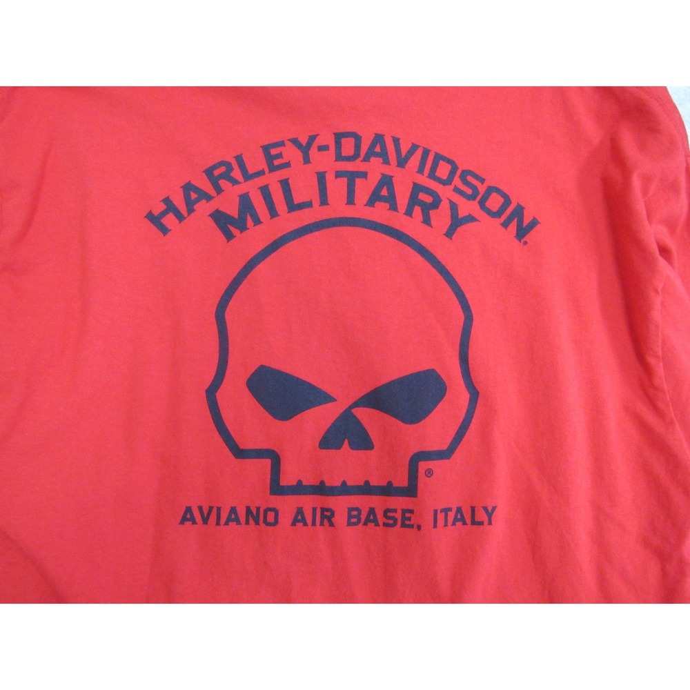 Harley-Davidson Military Aviano Air Base Italy Red Long Sleeve Shirt Mens XL
